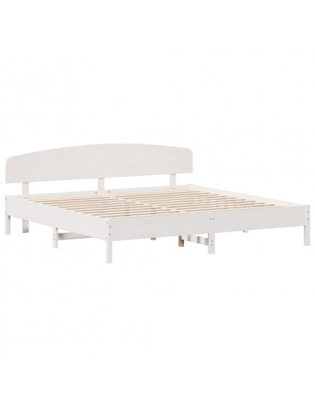 Giroletto con Testiera Bianco 180x200 cm Massello Pino