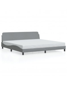 Giroletto con Testiera Grigio Chiaro 200x200 cm in Tessuto 2