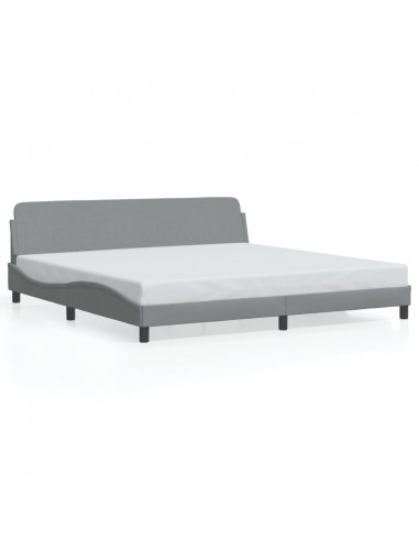 Giroletto con Testiera Grigio Chiaro 200x200 cm in Tessuto