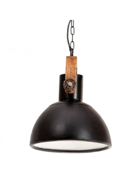 Lampada a Sospensione Industriale 25 W Nera Rotonda 30 cm E27