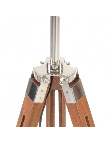 Lampada a Treppiede Marrone e Grigio in Legno di Teak 141 cm