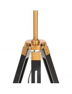 Lampada a Treppiede Nero e Oro in Massello di Teak 141 cm