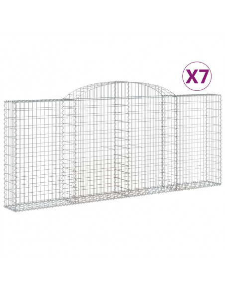 Cesti Gabbioni ad Arco 7 pz 300x30x120/140 cm Ferro Zincato
