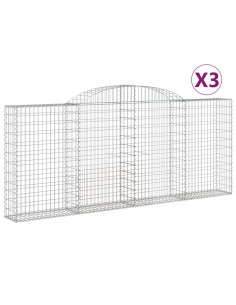Cesti Gabbioni ad Arco 3 pz 300x30x120/140 cm Ferro Zincato 2