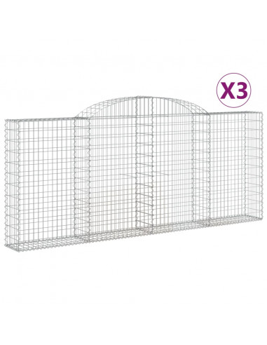 Cesti Gabbioni ad Arco 3 pz 300x30x120/140 cm Ferro Zincato