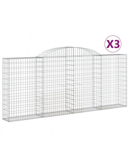 Cesti Gabbioni ad Arco 3 pz 300x30x120/140 cm Ferro Zincato