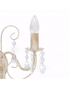 Lampada da Muro con Perle Bianca per 2 Lampadine E14