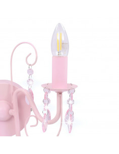 Lampada da Muro con Perle Rosa 2 Lampadine E14
