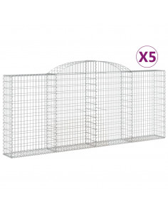 Cesti Gabbioni ad Arco 5 pz 300x30x120/140 cm Ferro Zincato 2
