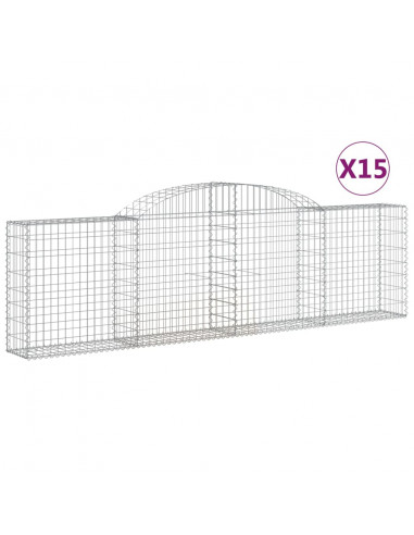 Cesti Gabbioni ad Arco 15 pz 300x30x80/100 cm Ferro Zincato