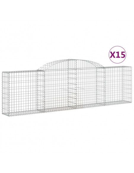 Cesti Gabbioni ad Arco 15 pz 300x30x80/100 cm Ferro Zincato