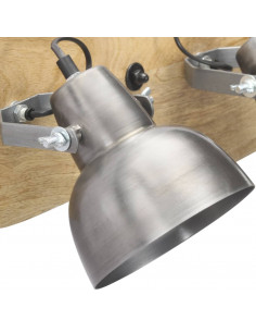 Lampada da Parete Industriale Argento 68x23 cm E27 Legno Mango