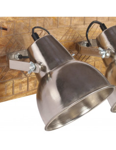 Lampada da Parete Industriale Argento 70x23 cm E27 Legno Mango
