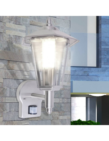 Lampada da parete per esterno con sensore in acciaio inox