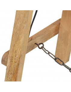 Lampada da Pavimento Bianca E27 in Legno Massello di Mango