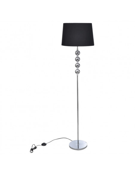 Lampada da Pavimento Supporto Alto Decorazione a 4 Sfere Nera