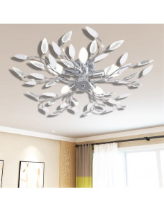 Lampada da Soffitto Bianca Trasparente Cristalli Acrilici 5 E14