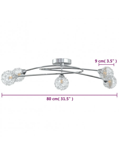 Lampada da Soffitto con Paralumi in Rete per 5 Luci LED G9