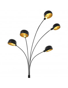 Lampada da Terra 200 cm 5 Bulbi E14 Nero e Oro