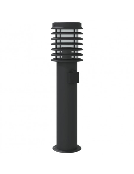 Lampada da Terra per Esterni con Presa Nera 60 cm Acciaio