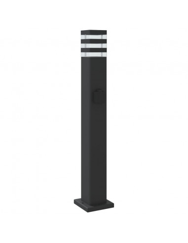 Lampada da Terra per Esterni con Presa Nera 80 cm Alluminio