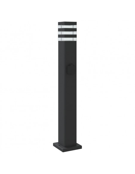 Lampada da Terra per Esterni con Presa Nera 80 cm Alluminio