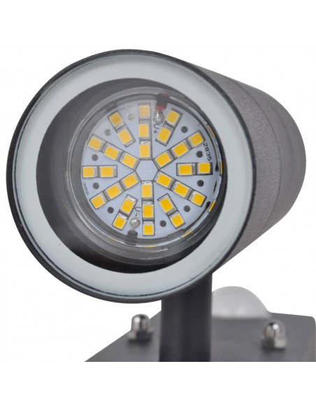 Lampada LED a Parete Acciaio Inox Forma Cilindrica Nera con Sensore