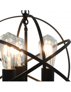 Lampada Sferica a Sospensione Nera 3 Lampadine E27