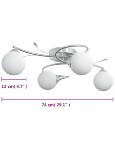 Lampada Soffitto con Paralumi Tondi in Vetro per 4 Luci LED G9