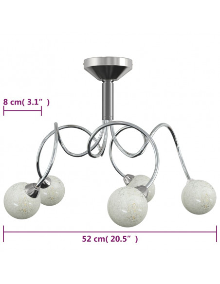 Lampada Soffitto con Paralumi Tondi in Vetro per 5 Luci LED G9