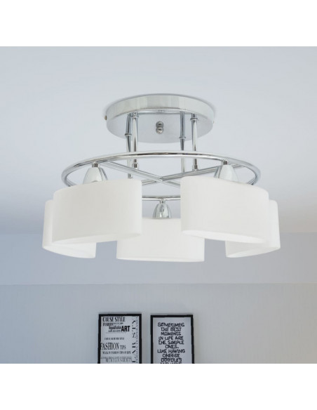 Lampada Soffitto Paralumi Elissoidi Vetro 5 Lampadine E14 200 W