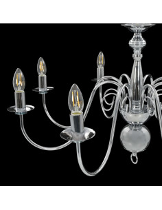 Lampadario Argento con 8 Lampadine E14