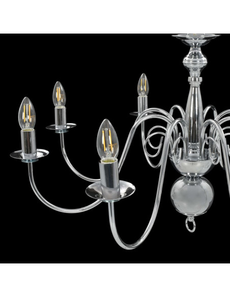 Lampadario Argento con 8 Lampadine E14