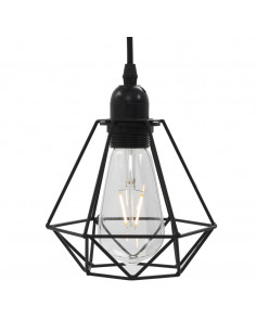 Lampadario con Design Diamante Nero 3 Lampadine E27