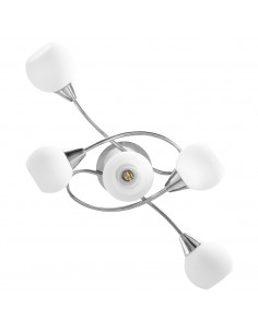 Lampadario con Paralumi in Ceramica 5 Lampadine E14  a Coppa