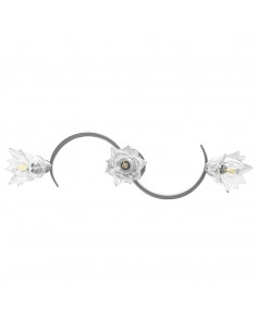 Lampadario con Paralumi in Vetro per 3 Lampadine E14 Tulipano