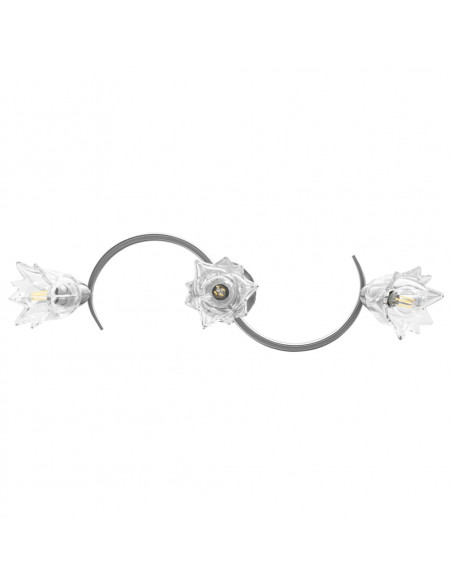 Lampadario con Paralumi in Vetro per 3 Lampadine E14 Tulipano