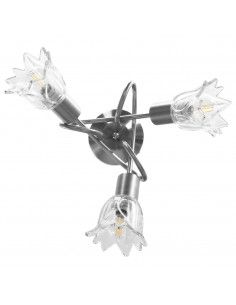 Lampadario con Paralumi in Vetro per 3 Lampadine E14 Tulipano