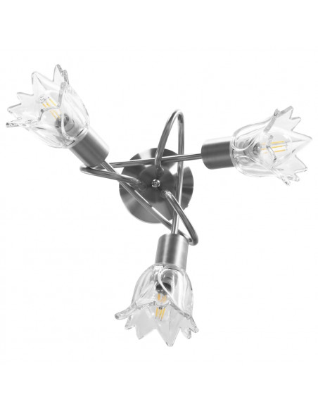 Lampadario con Paralumi in Vetro per 3 Lampadine E14 Tulipano