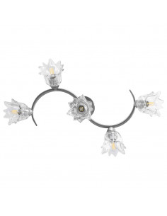 Lampadario con Paralumi in Vetro per 5 Lampadine E14 Tulipano