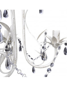 Lampadario con Pendenti in Cristallo 4 pz Bianco Elegante