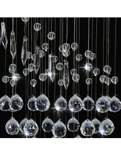 Lampadario con Perle di Cristallo a Spirale Argento G9