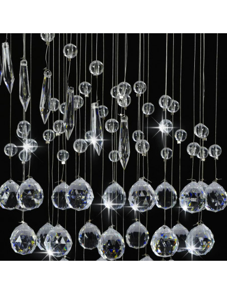 Lampadario con Perle di Cristallo a Spirale Argento G9
