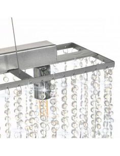 Lampadario con Perle di Cristallo Argento 104 cm E14