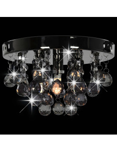 Lampadario con Perle Fumé Tondo Nero G9