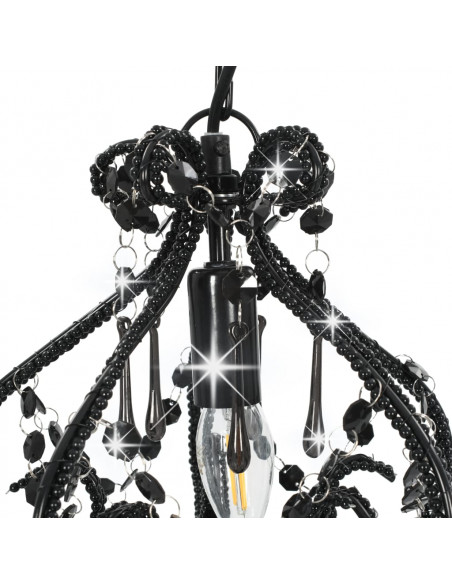 Lampadario con Perle Nero Rotondo E14