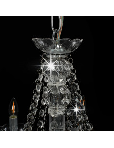 Lampadario con Perline Argento 12 Lampadine E14