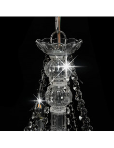 Lampadario con Perline Argento 8 Lampadine E14