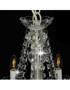 Lampadario con Perline Bianco 12 Lampadine E14