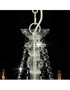 Lampadario con Perline Bianco 8 Lampadine E14